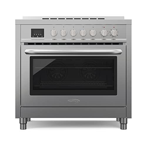 KoolMore 36 Inch All-Electric Range Oven with Ceramic Cooktop Burners, Stainless Steel Kitchen Stove with Large Capacity Convection Cooking