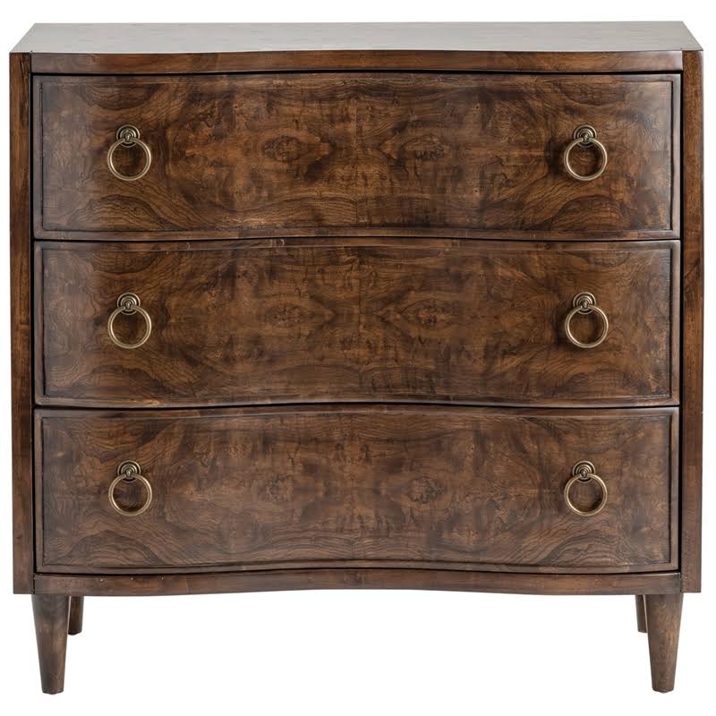 Crestview Collection Hawthorne Estate 3 Curved Drawer Olive Ash Burl Chest