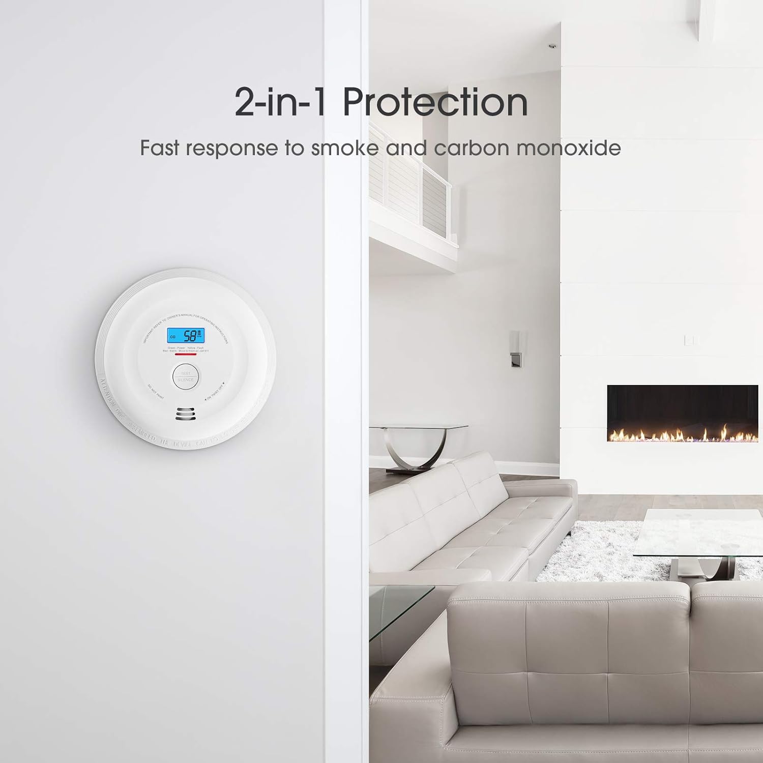X-Sense 10-Year Battery Smoke and Carbon Monoxide Detector with LCD Display, Dual Sensor Smoke and CO Alarm Complies with UL 217 & UL 2034 Standards