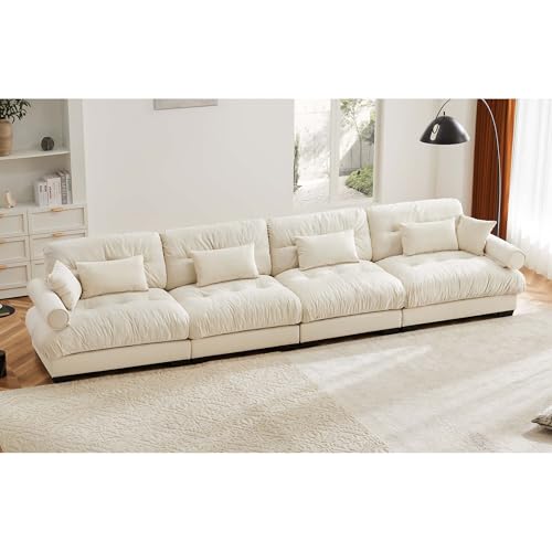 130" Modular Sectional Sofa,Velvet Upholstered Couches for Living Room,3 Seater Green Sofa Couch with Movable Ottoman