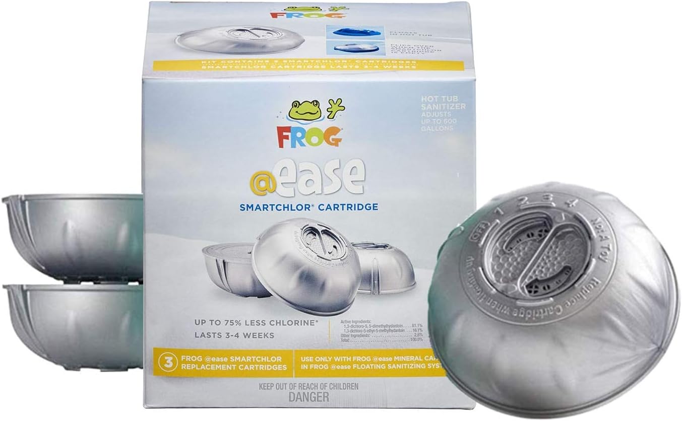 Frog @Ease Floating System for Hot Tubs with 3 Refill SmartChlor @ Ease Replacement Mineral Cartridges