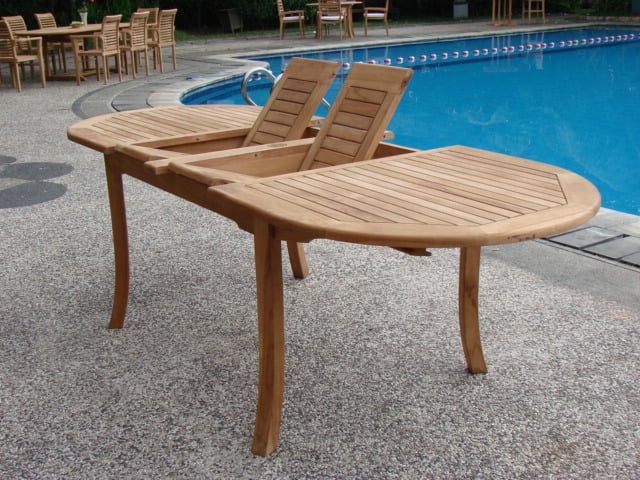 Teak Dining Set: 10 Seater 11 Pc: 94" Oval Table & 2 Stacking Arbor Arm & 8 Armless Chairs Outdoor Patio Grade-A Teak Wood WholesaleTeak #WMDSAB11