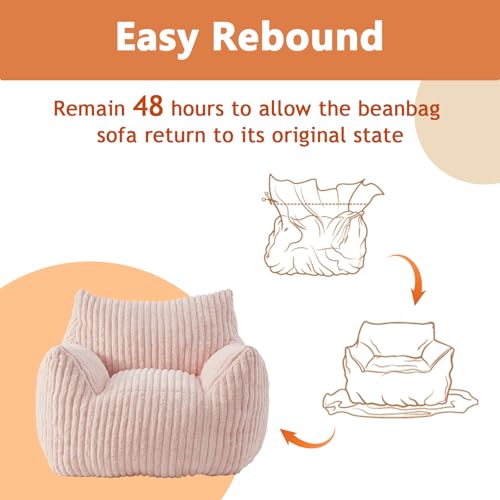 Giant Bean Bag Chairs for Adults with Filling Plush Fluffy Bean Bag Chairs for Teens with Armrests Comfy BeanBag Lazy Couch Sofa Chair for Bedroom
