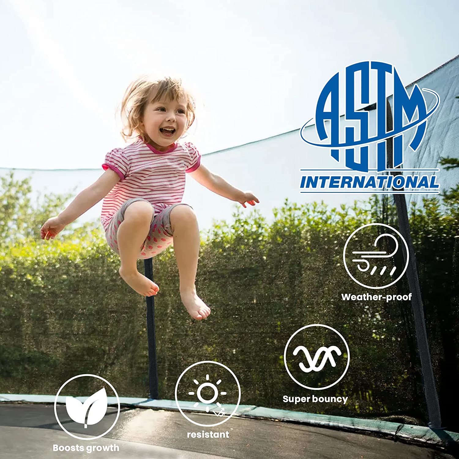 Premium 8FT Trampoline - 74.46 - Jump safely with the whole family!