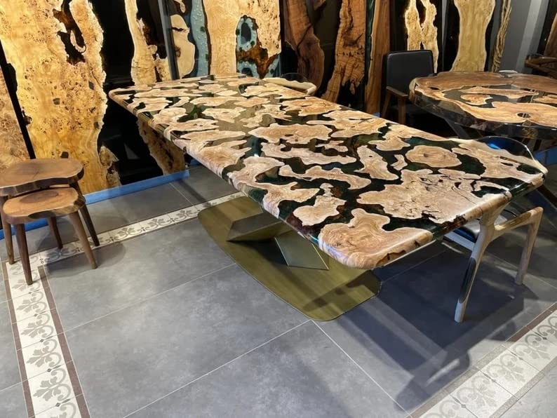 Personalized Large EPOXY Table, Resin Dining Table for 2, 4, 6, 8 River Dining Table Top, Wood Epoxy Coffee Table Top