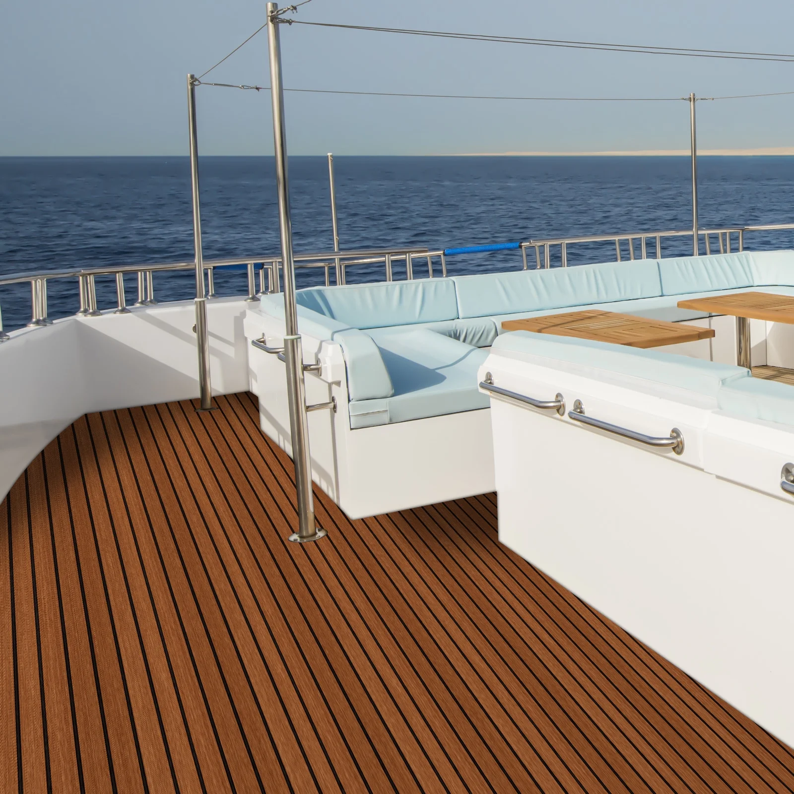 YIYIBYUS Boat Flooring EVA Foam Decking Sheet Faux Teak Mat Marine Carpet Non-Slip Self-Adhesive Mat for RV Yacht Kayak Brown