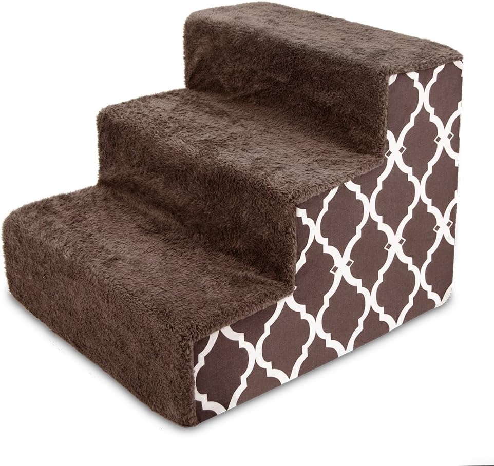 Best Pet Supplies Pet Steps and Stairs with CertiPUR-US Certified Foam for Dogs and Cats - Gray, 3-Step (H: 13.5") Pack of 2