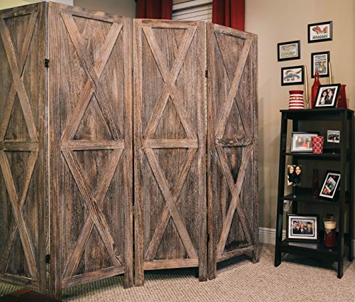 Premium Home Room Divider and Folding Privacy Screens for Partition, Wall dividers, Room Separator, Temporary Wall, Rustic Barnwood (Barnwood X)
