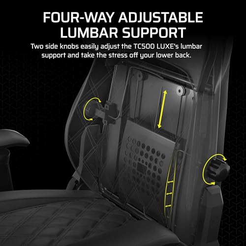 Corsair TC500 Luxe Gaming Chair – Premium Breathable Fabric – Wide Seat – Five-Way Adjustable Armrests – Adjustable Built-in Lumbar Support – 90-160