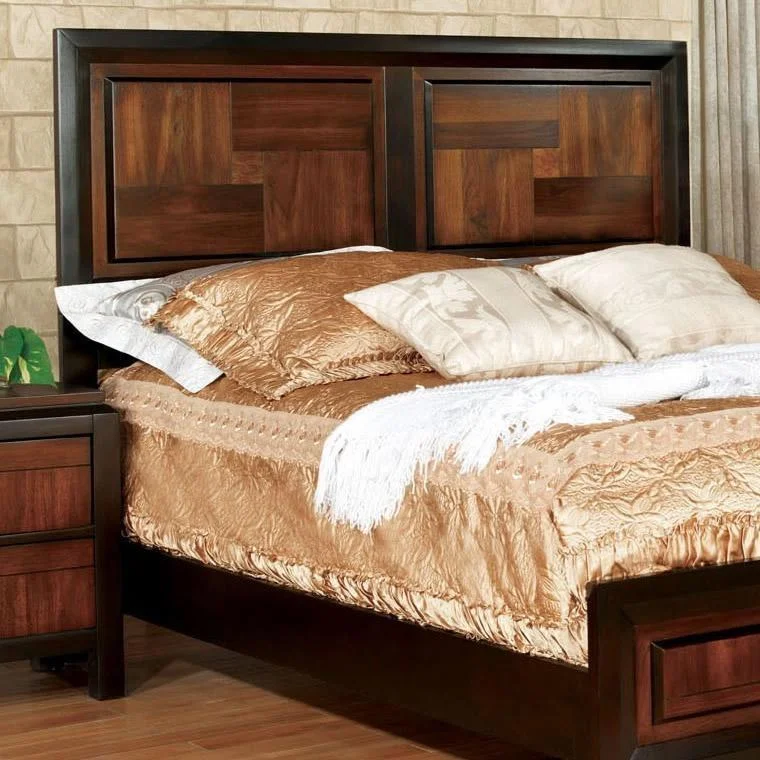6pc Bedroom Furniture Set Queen Size Bed Dresser Mirror 2x Nightstands Chest Gorgeous Two Tone Walnut Solid wood Acacia