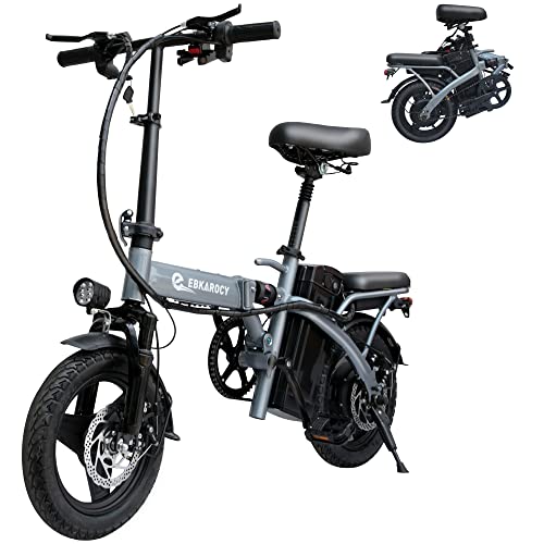 EBKAROCY Ebikes for Adults, 400W Motor 22MPH Max Speed, 14” Tire, 48V 15AH Removable Battery for Electric Bike, Multi-Shock Absorption, City Commuter