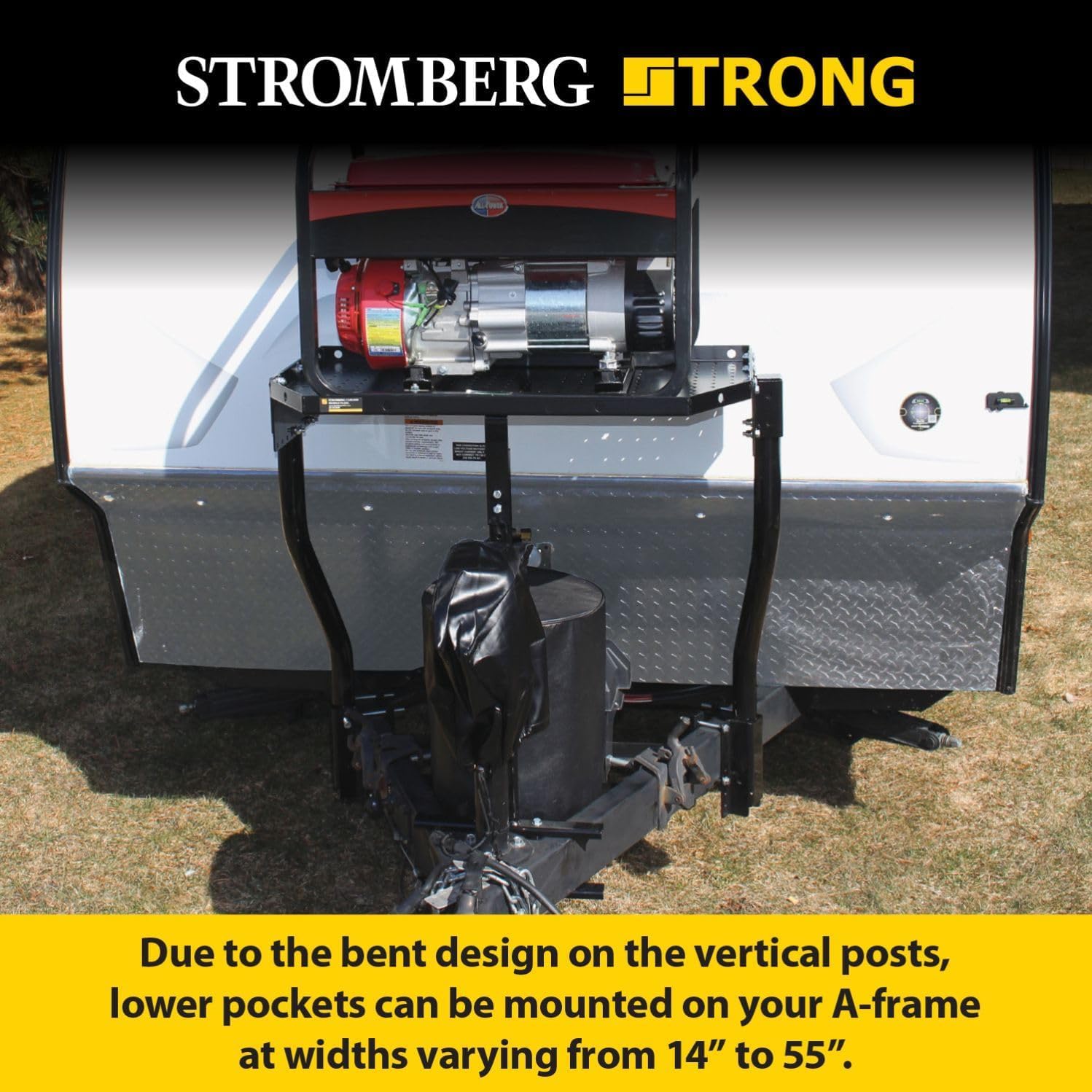 Stromberg Carlson CC-255 Trailer Tray - A-Frame Cargo Carrier for Outdoor and Generator Storage for RVs and Campers - Black