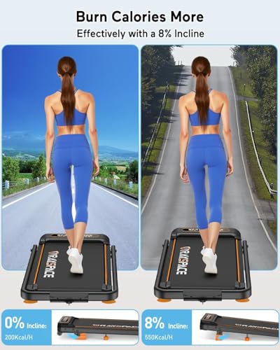 2025 Upgrade Walking Pad Treadmill with 8% Incline & Handle Bar, 3.5HP Portable Treadmill for Home Small
