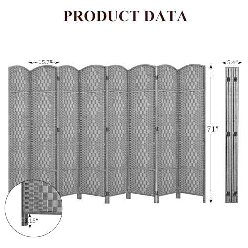 Room Divider, Room Dividers and Folding Privacy Screens, 16in Privacy Screen, 6 Panel Temporary Wall Partitions, 6ft Space Separation Panel Screen