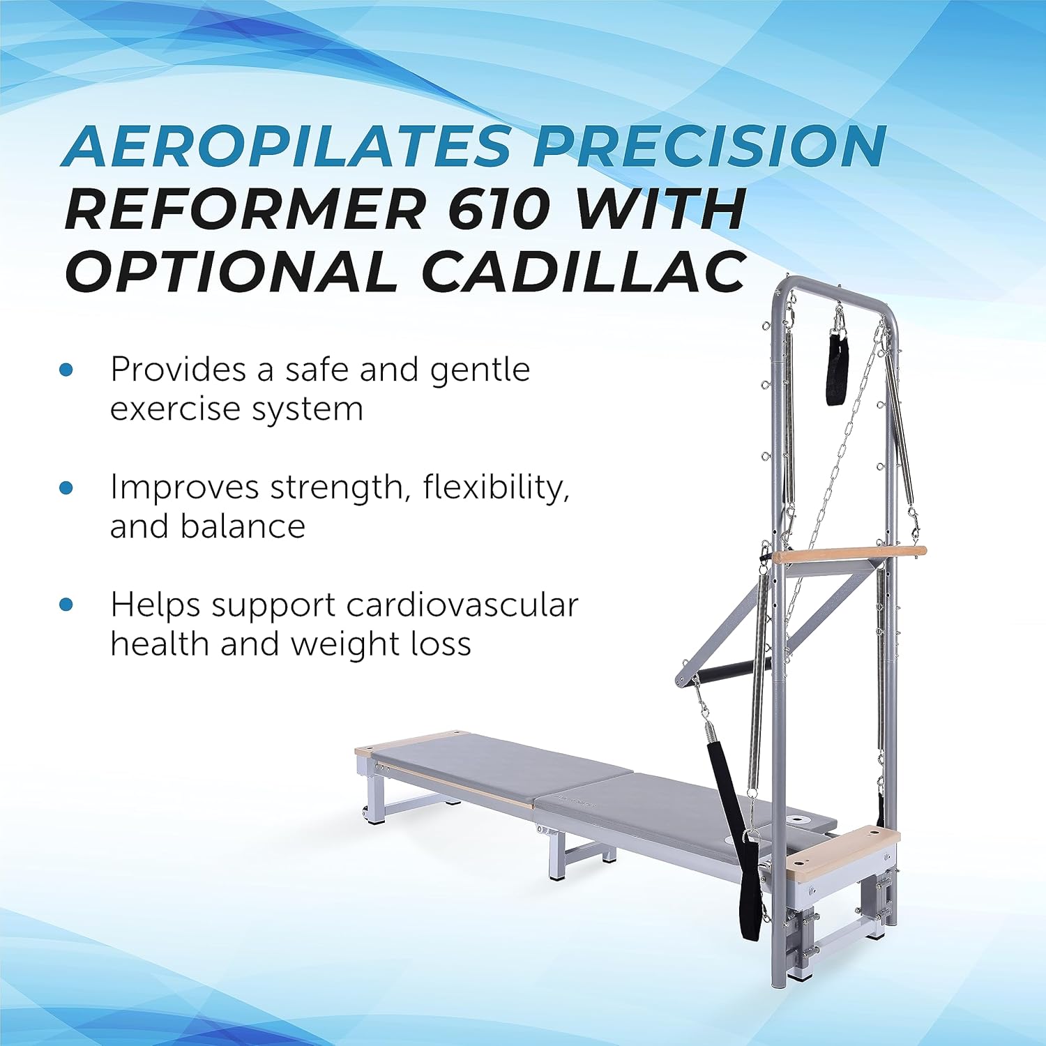 AeroPilates Precision Reformer 610 with Optional Cadillac - Pilates Reformer Workout Machine for Home Gym - Cardio Fitness Rebounder