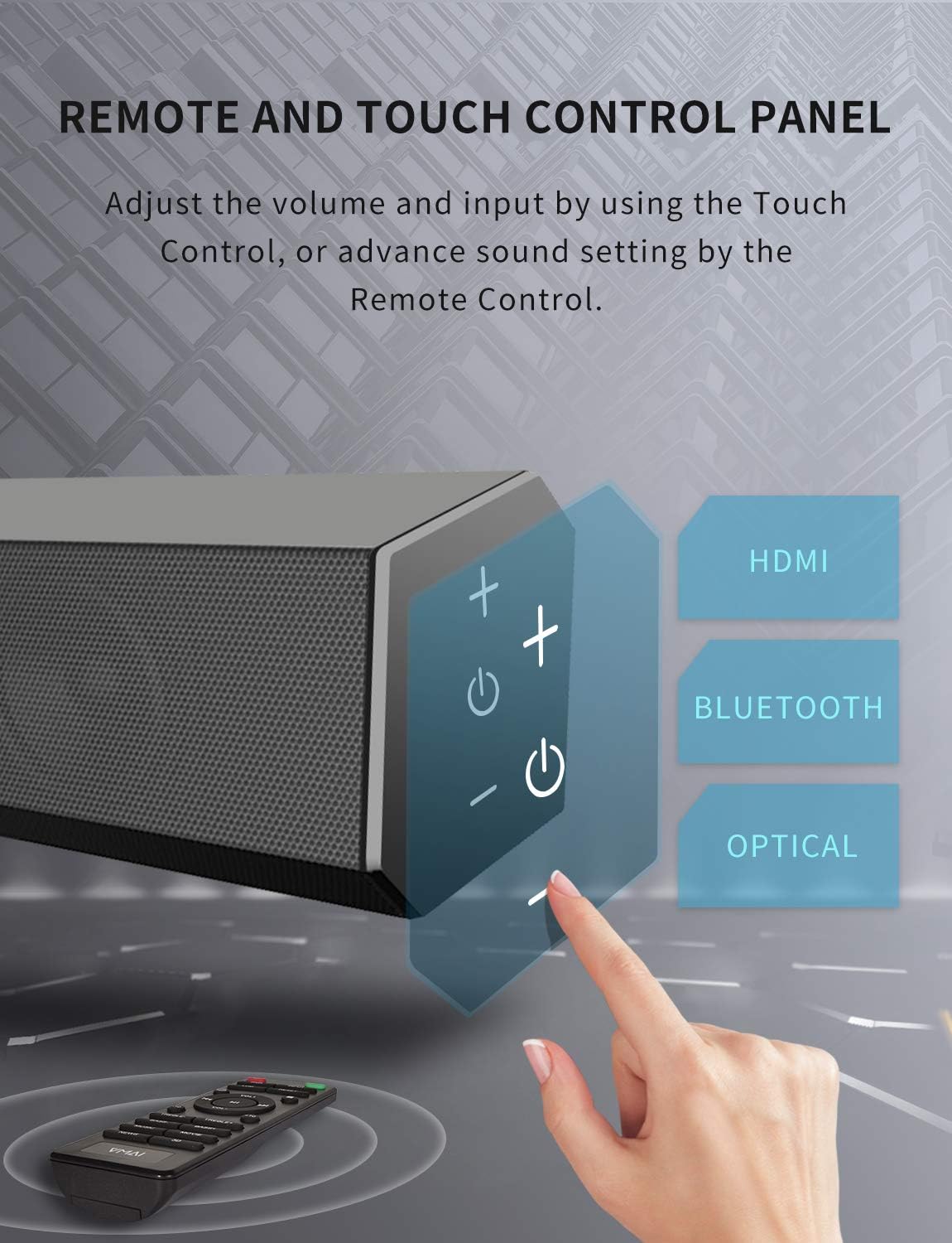 Sound Bar, TV Sound Bar with Subwoofer, 120W 2.1 Soundbar, Wired & Wireless Bluetooth 5.0 Speaker for TV, 34 Inch, HDMI/Optical/Aux/USB