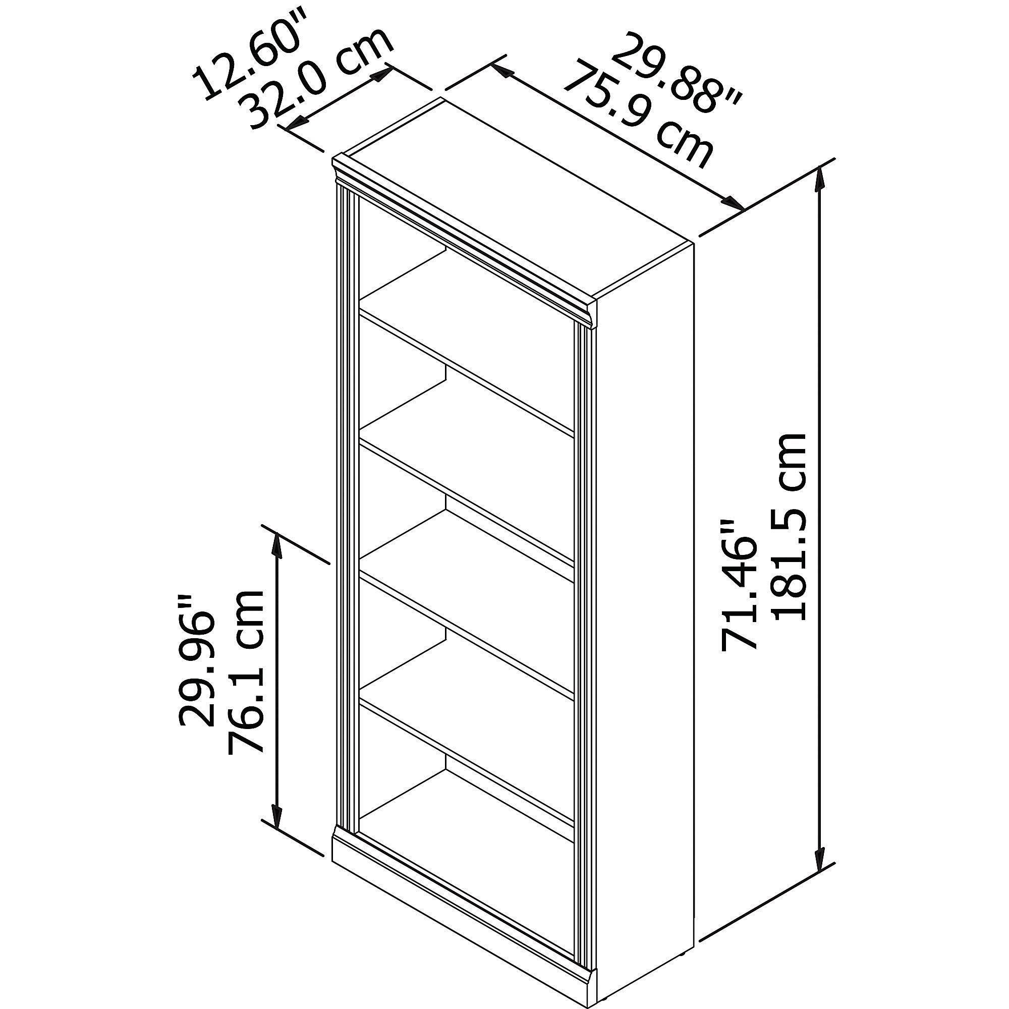 Bush Furniture Saratoga Tall 5 Shelf Bookcase, 30W, Linen White Oak