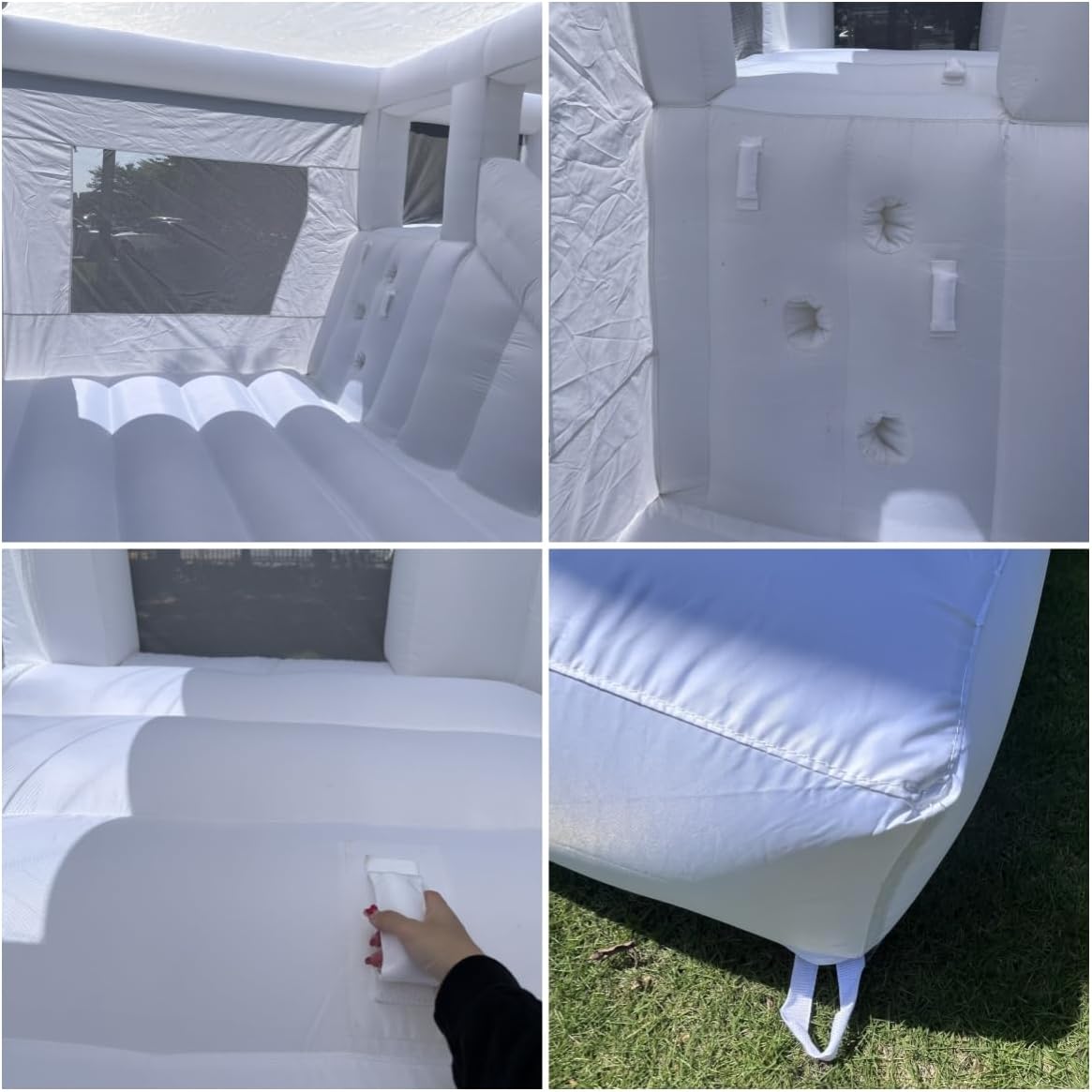 White Bounce House with Slide Ball Pit Blower Oxford Cloth Inflatable 15FTx 13FT Large White Bounce House Bouncy Castles for Kids Adult Birthday
