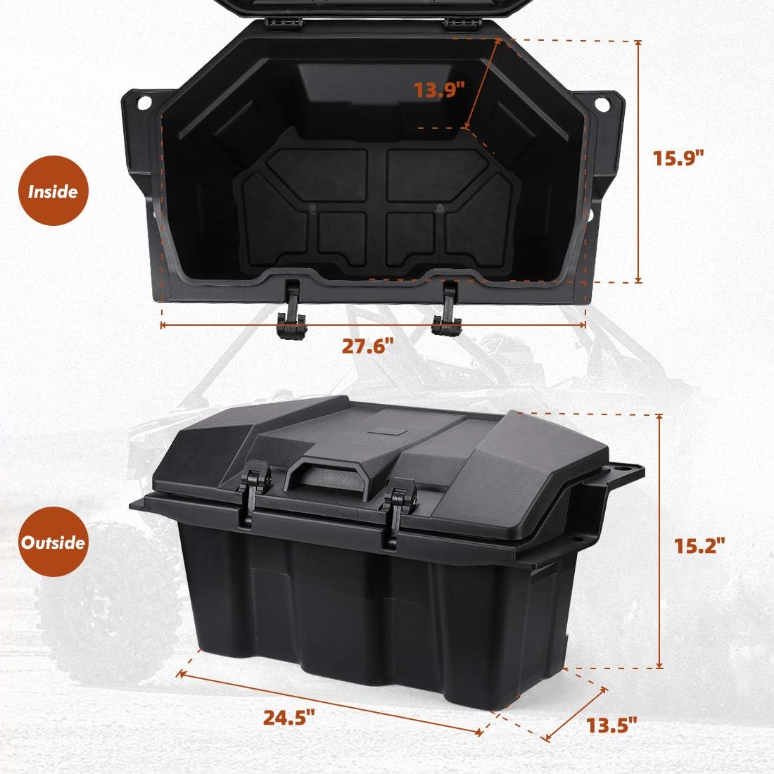 kemimoto RZR PRO XP Cargo Box, 73 QT Rear Storage Bed Box Compatible with 2020 2021 2022 Polaris RZR PRO XP / 4