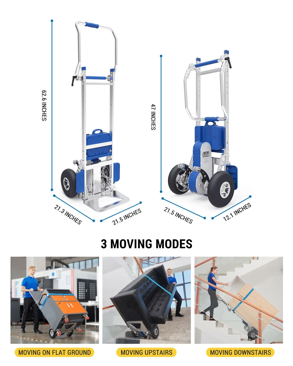 XSTO ZW7170G Electric Stair Climbing Hand Trucks Dolly Cart with Auto Edge Brake