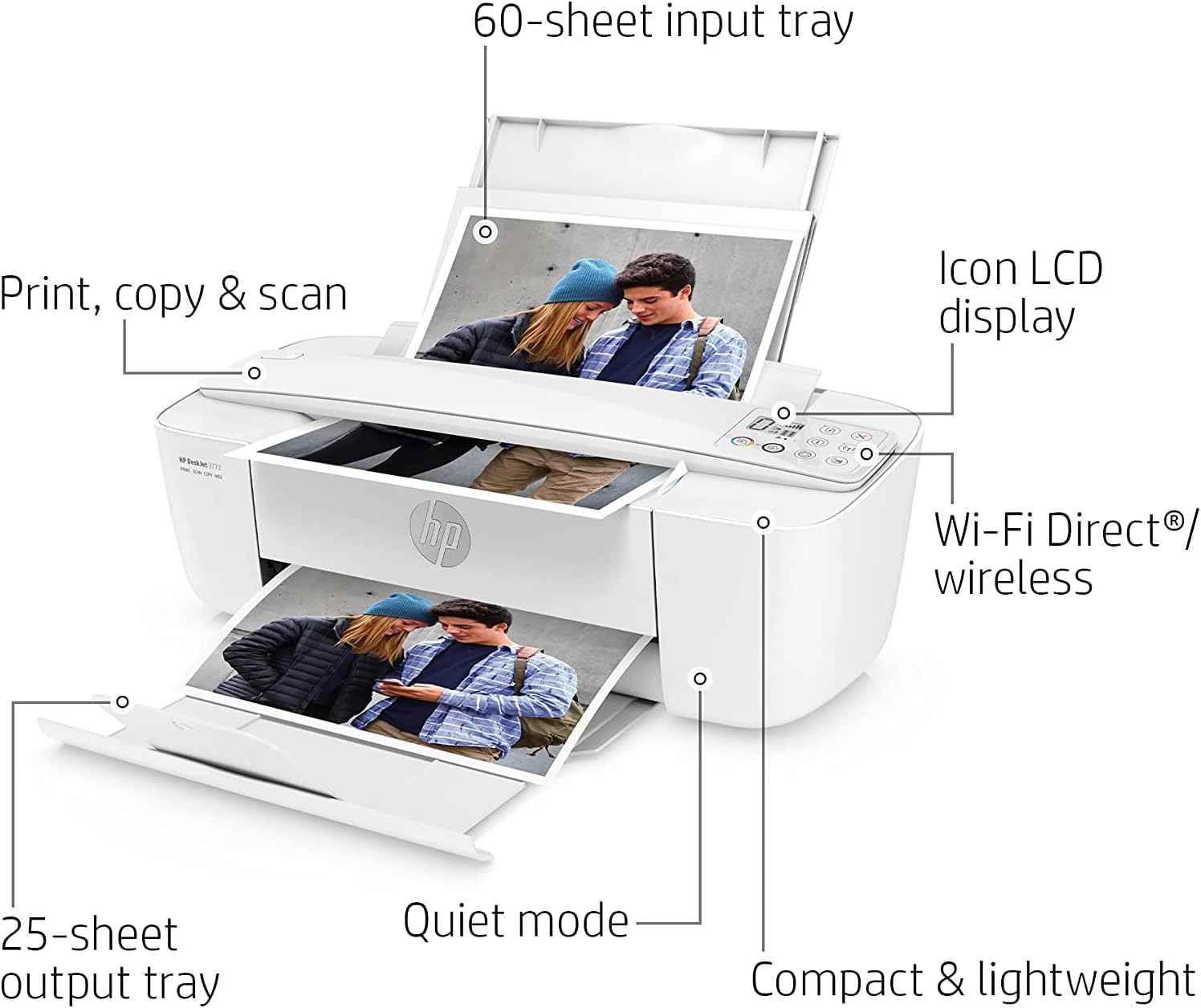H -P DeskJet Wireless Color Inkjet Printer All-in-One with LCD Display
