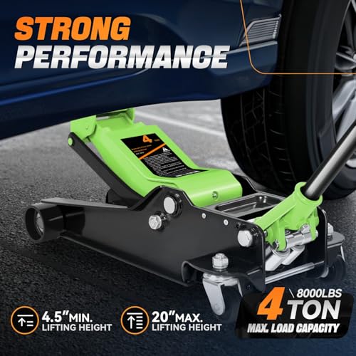 Auto Dynasty 4 Ton Low Profile Floor Jack, Heavy Duty Steel Hydraulic Car Jack with Dual Pistons Quick Lift Pump, Hydraulic Racing Floor Jack