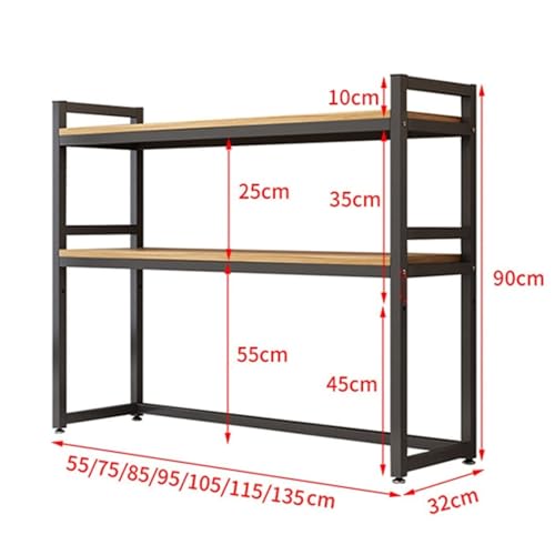 2 Tier Multipurpose Countertop Hutch Bookshelf - Metal Desktop Bookcase For Computer Desk, Adjustable Desk Organizer Rack