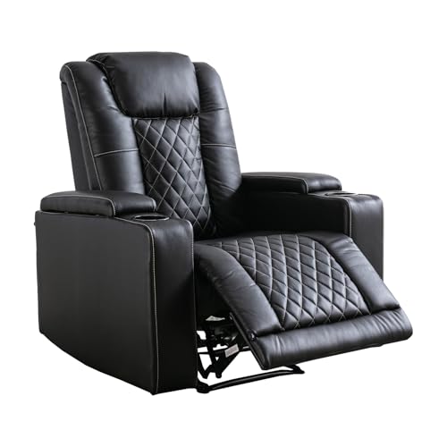 Electric Recliner Chair, Soft Leather Reclining Home Theater Seating with USB Ports, Cup Holders Hidden Arm Storage