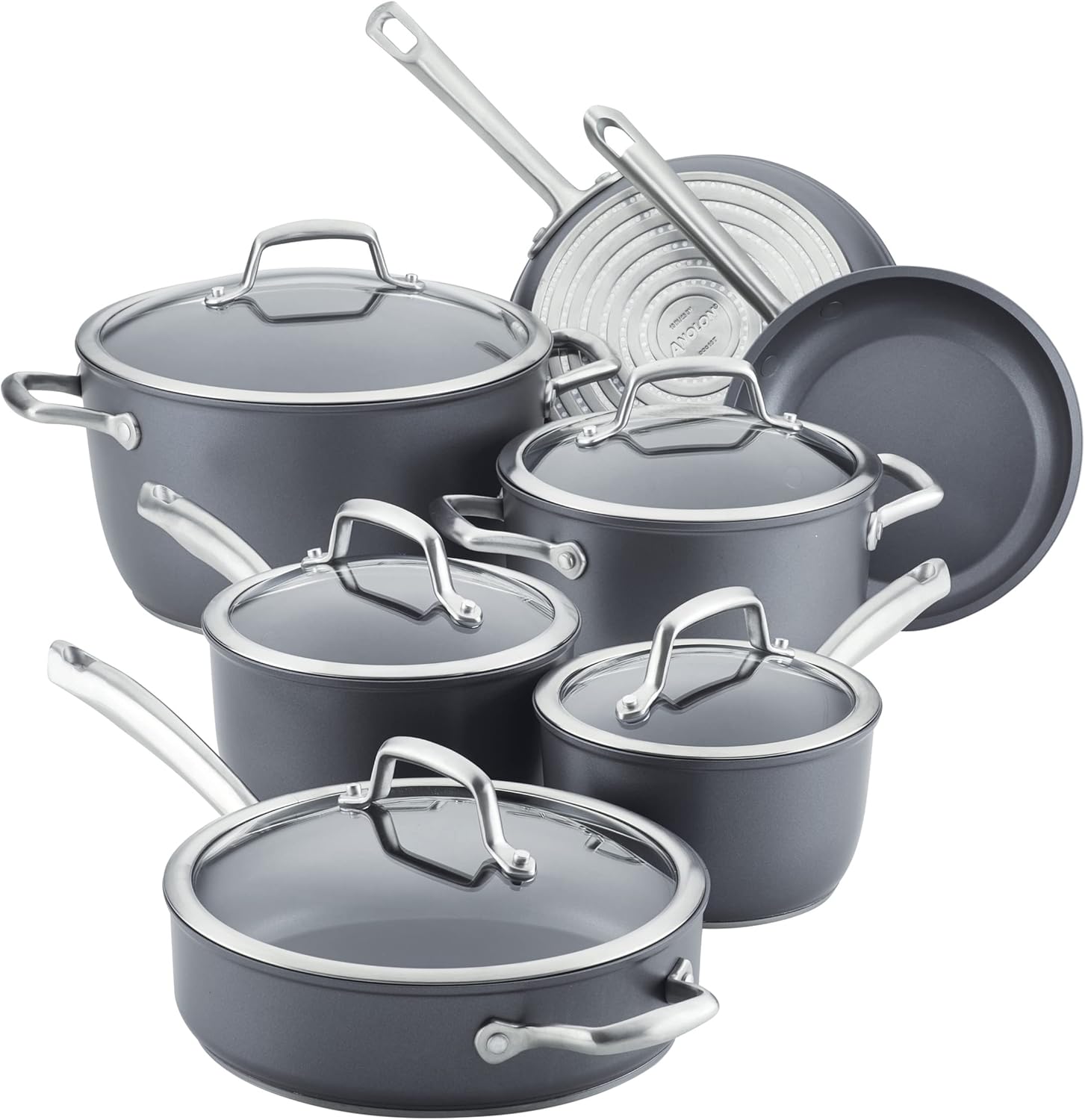 Anolon Accolade Forged Hard Anodized Cookware Pots and Pans Set, 12 Piece