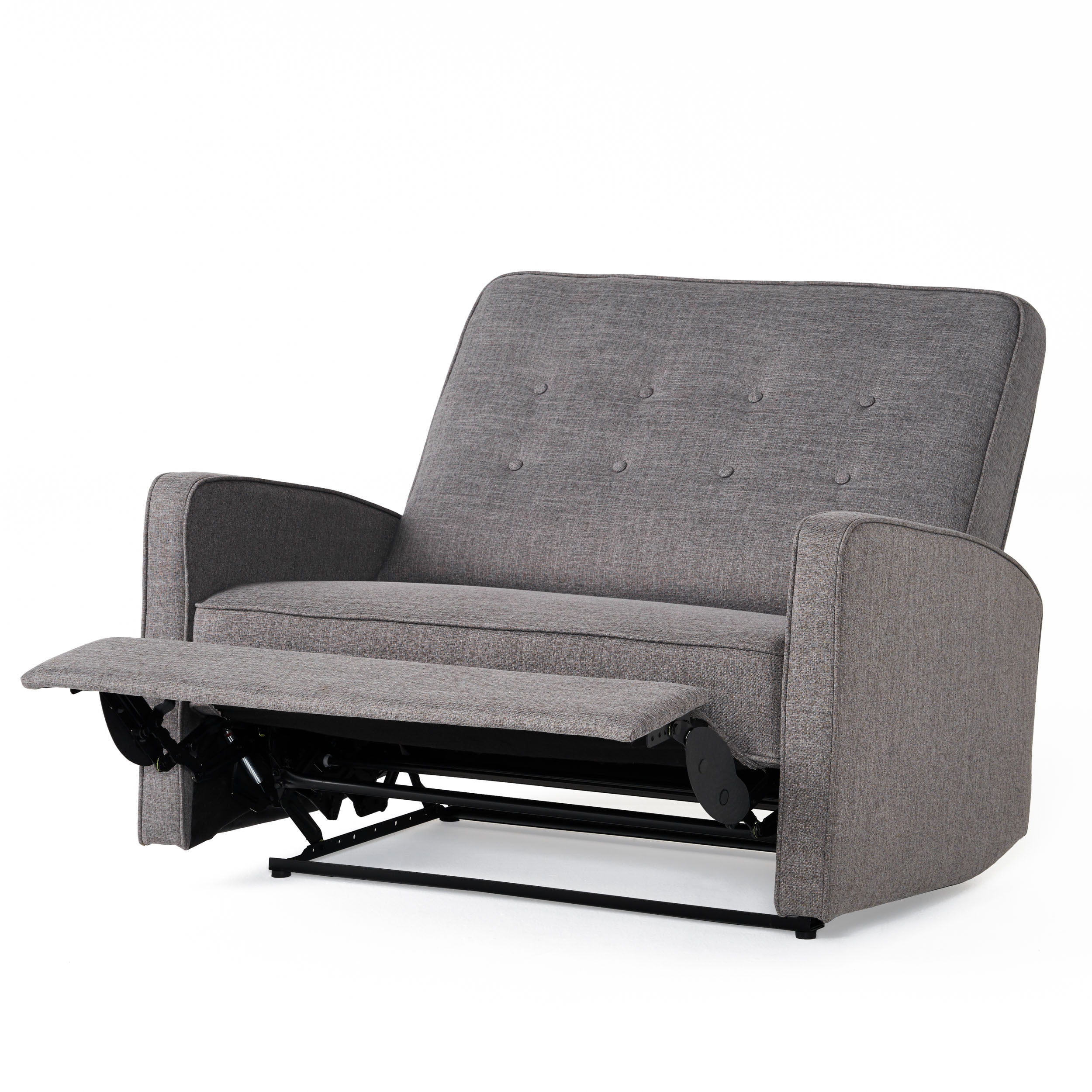 GDF Studio Callade Buttoned Fabric Reclining Loveseat, Gray