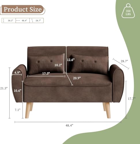Vongrasig 47" Small Modern Loveseat Sofa