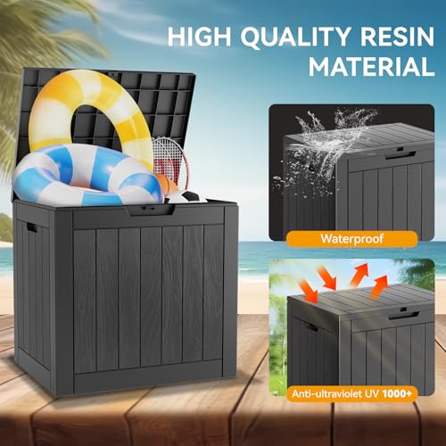 KAMABOKO Outdoor Storage Box, 150 Gallon Large Outdoor Resin Deck Box, Storage Waterproof Boxes Lockable Lid for Garden Tools, Pool Supplies