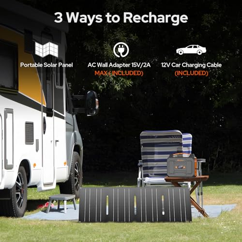 Portable Power Station with Foldable 40W Solar Panel, 100W Solar Powered Generator with Panels