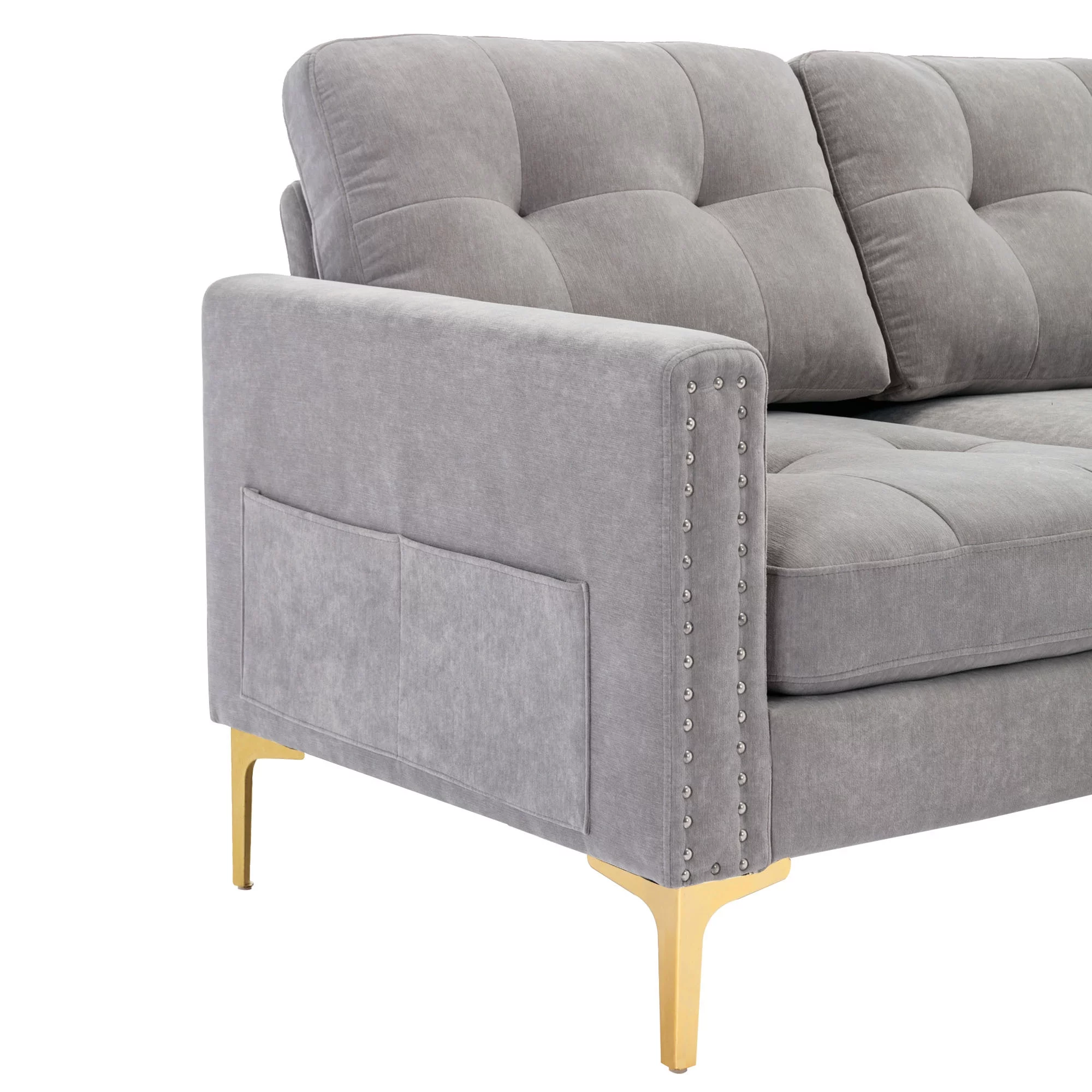 Soges U-Shaped Sectional Sofa with Ottoman, Convertible Couch for Living Room, 5 Seater Sofa, Gray, 110"x54"