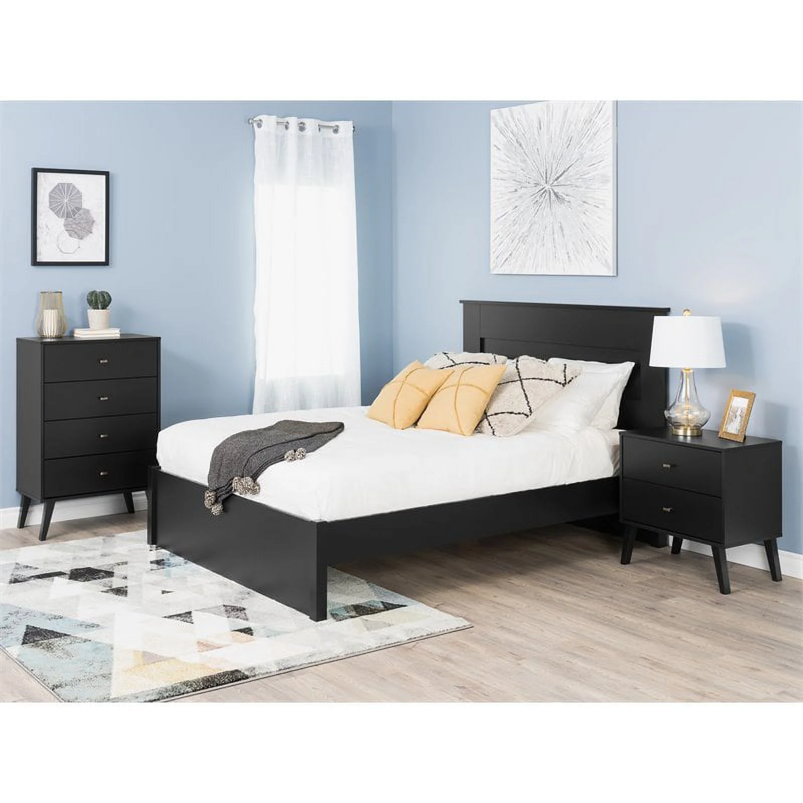Home Square 4-Piece Set with 2 Nightstands Double Dresser and 4-Drawer Chest