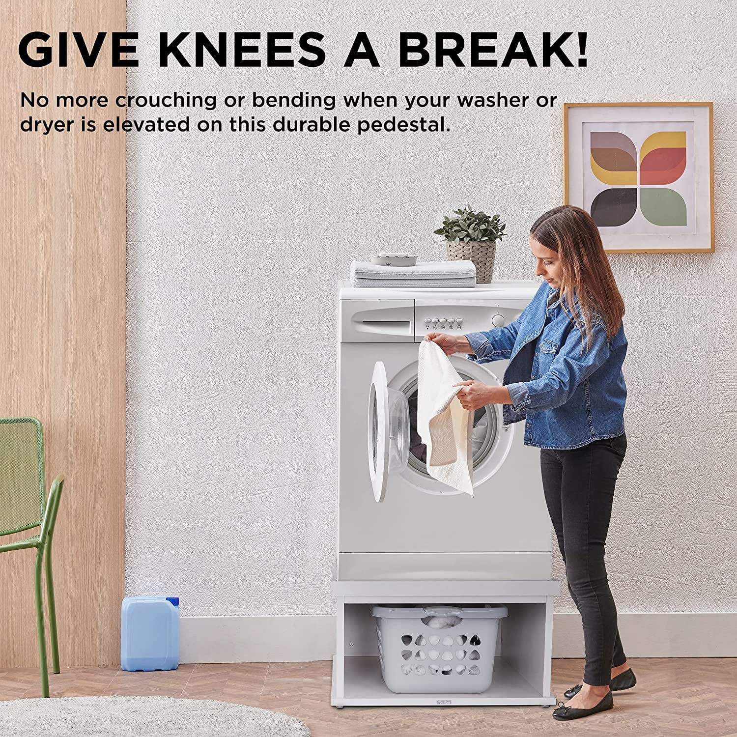 Ivation Wooden Laundry Pedestal for Washer & Dryer, Made to Fit All Machines