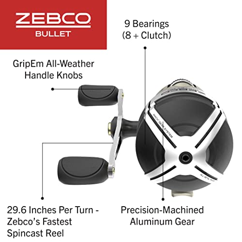 Zebco Bullet MG Spincast Fishing Reel, Size 30 Reel, Ultra-Lightweight Magnesium Body, Changeable Right- or Left-Hand Retrieve