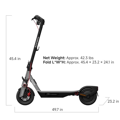 Segway Ninebot F3 Electric Scooter, Up to 20 MPH, 44-Mile Range, Self-Sealing Tubeless Tires, Front Hydraulic & Rear Elastomer Suspension