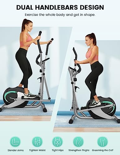 THERUN Elliptical Machine for Home, Magnetic Hyper-Quiet Compact Elliptical Exercise Machine w/ 8 Levels Adjustable Resistance, 6KG Flywheel