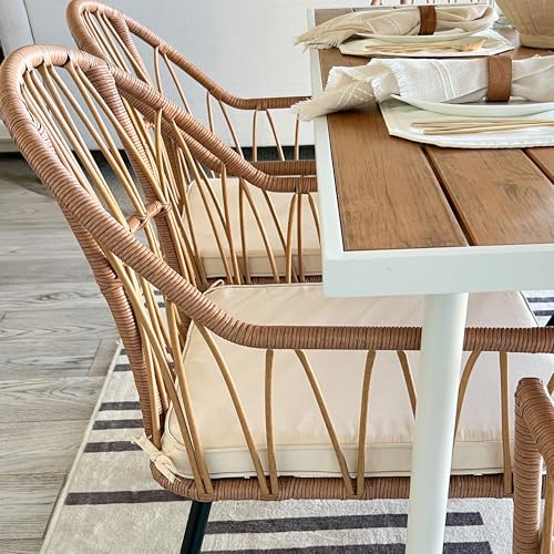 YITAHOME 5 Pieces Outdoor Patio Dining Table Chair Set,Wicker Patio Dining Set,Outdoor Rattan Dining Table Set for Patio, Backyard, Balcony