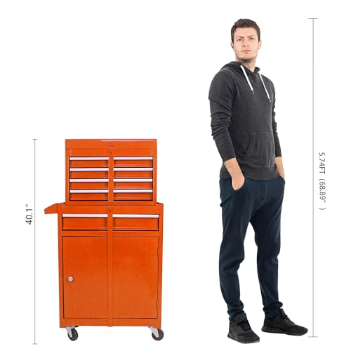 5-Drawer Rolling Tool Chest, Modular Tool Cabinet with Brake Casters & Removable Drawers, Workshop Toolbox Cart for Factory/Garage, Black