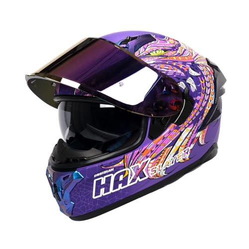HAX Obsidian Pro Full Face Dual Visor Adult Motorcycle Helmet for Motorbike Street Bike with Pinlock Ready DOT Approved Matte Pink M