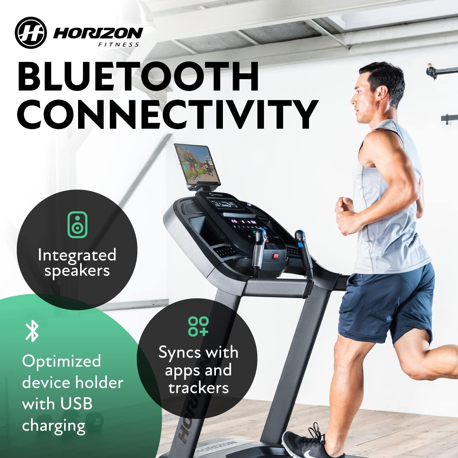 Horizon Fitness 7.0 at Studio Series Smart Treadmill with Bluetooth and Incline, Heavy Duty Folding Treadmill 325 lbs Weight Capacity