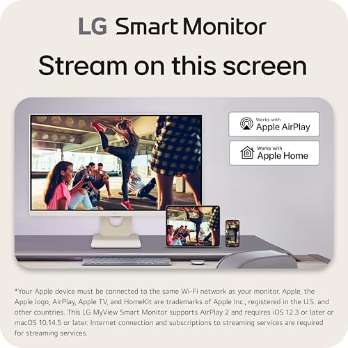 LG 27SR50F-W Smart Monitor 27-Inch FHD (1920x1080) IPS Display, webOS 23, HDR 10, x2 Built-in Speakers, AirPlay 2, Screen Share, Bluetooth, ThinQ App