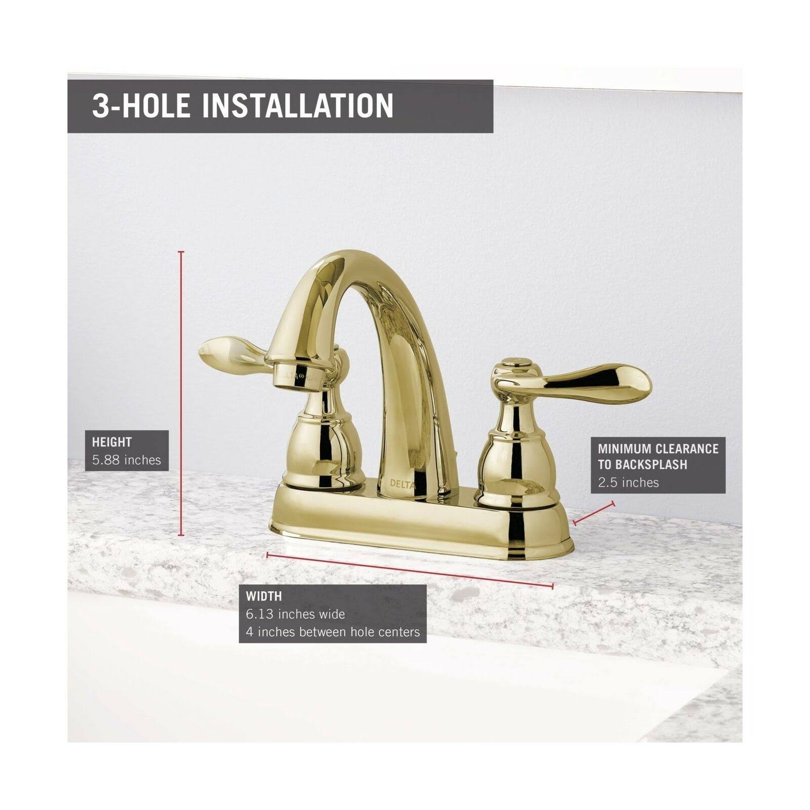 Delta Windemere B2596LF-PB Two Handle Centerset Bathroom Faucet Polished Brass