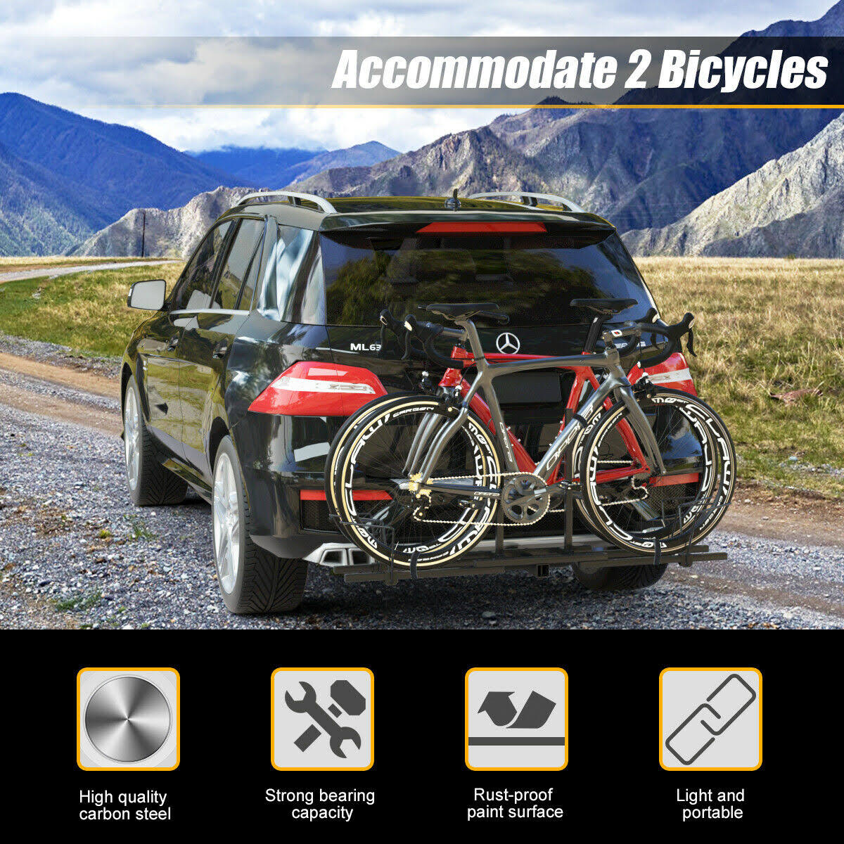 2x22 Heavy Duty 2 Bicycle Hitch Mount Carrier