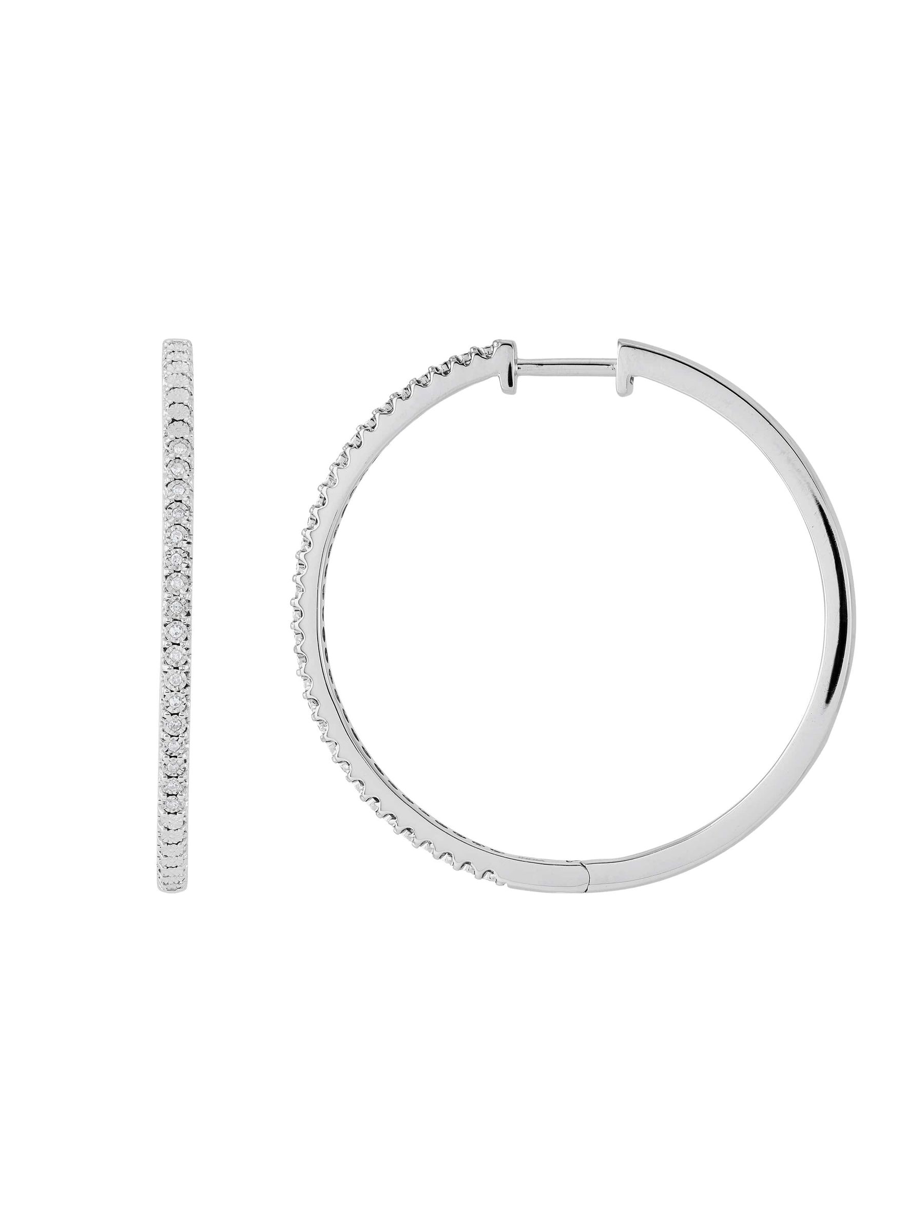 Women's Welry '1/10 cttw Diamond 35 mm Hoop Earrings' in Sterling Silver
