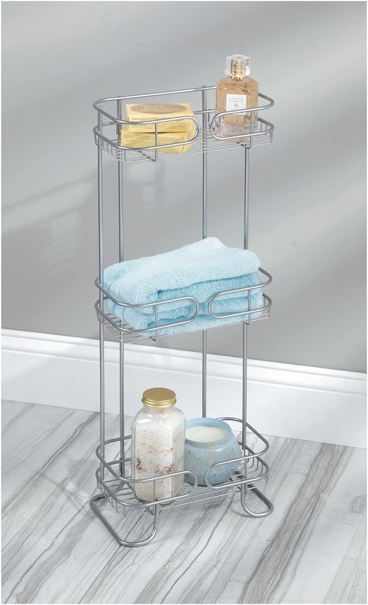 iDesign Neo Bathroom Shelf Caddy, Three Shelves, Shower, Matte Black