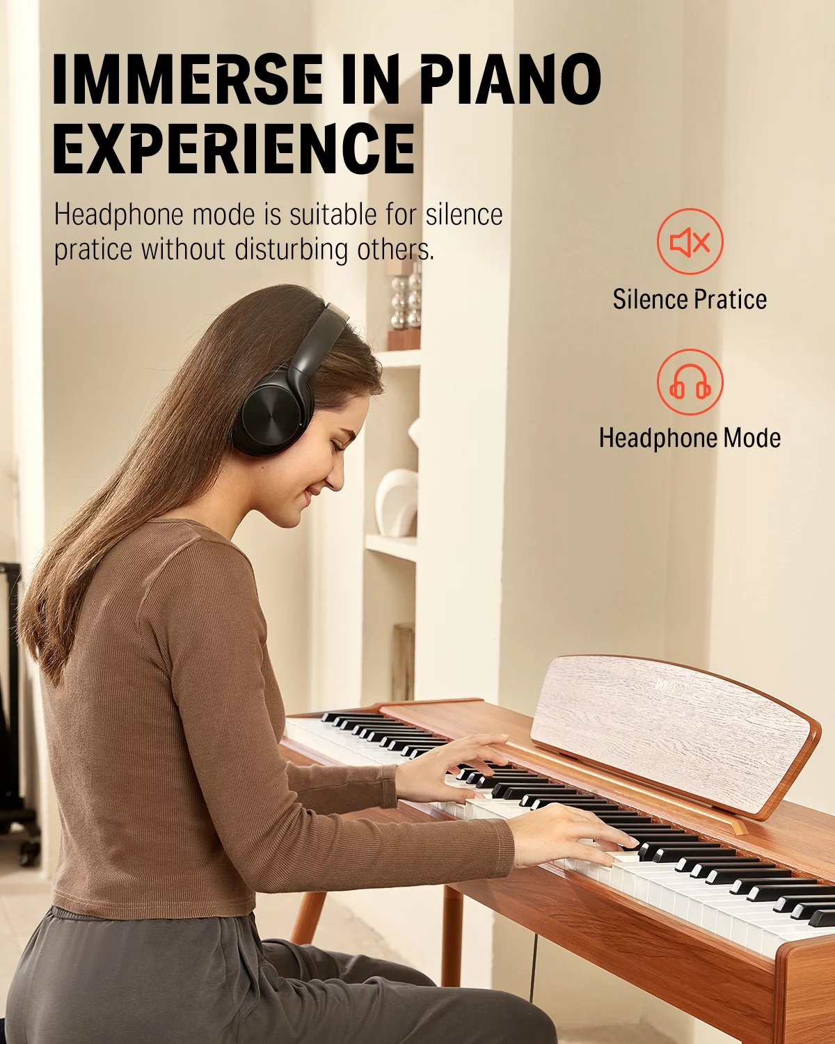Donner DDP-80 Classic Digital Piano 88 Key Weighted Keyboard, Full-size Electric Piano for Beginners, with Sheet Music Stand, 3 Pedals, Power Adapter
