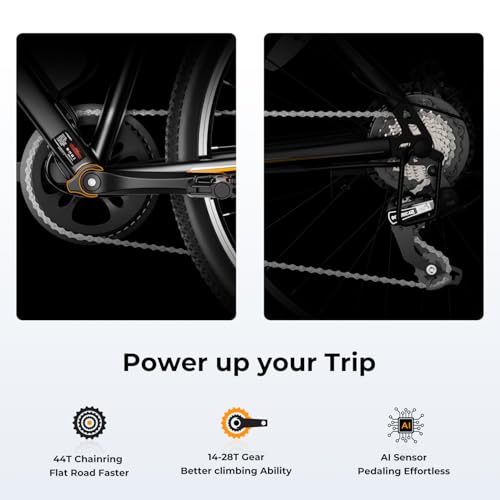 Jasion EB5 Electric Bike for Adults with Peak 500W Brushless Motor, 40Miles 20MPH Commuting Electric Mountain Bike with 360Wh Removable Battery